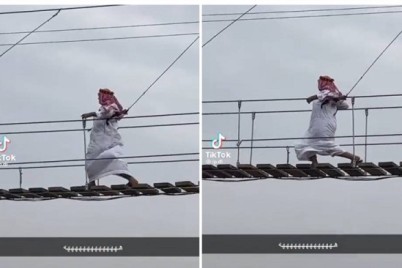 فيديو متداول لمواطن "مسن" يعبر ممشى فوق جسر معلق بالباحة