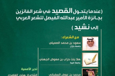 أدبي الأحساء يستضيف الفائزين بجائزة الأمير عبدالله الفيصل للشعر العربي