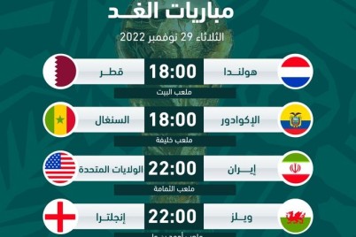 جدول #مباريات_كأس_العالم_2022 اليوم الثلاثاء